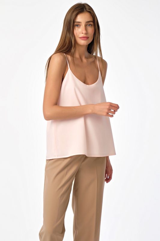 Pale pink strapless top with thin straps