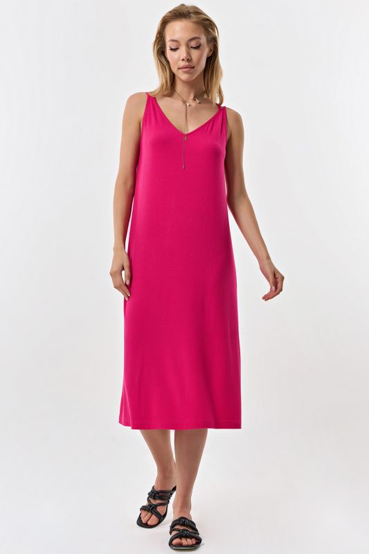 Fuchsia knitted summer midi dress