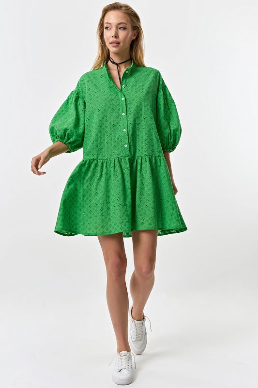 Cotton loose lace summer dress green