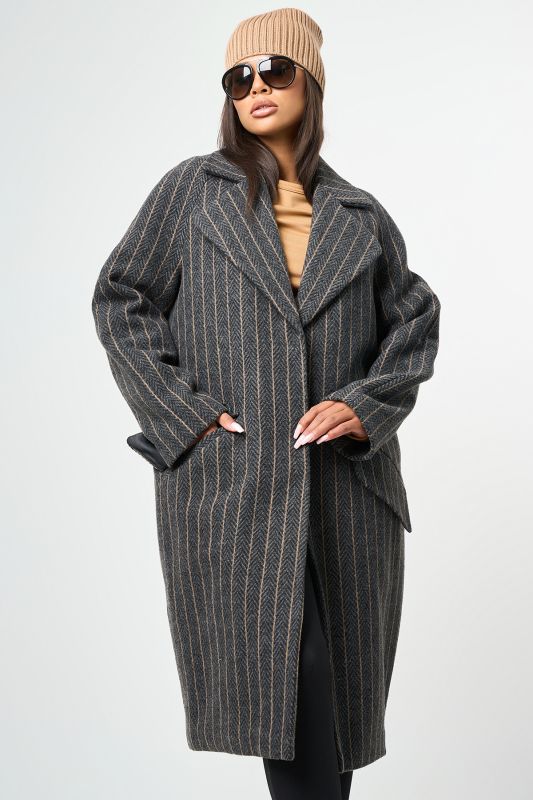 Long wool coat with insulated lining graphite