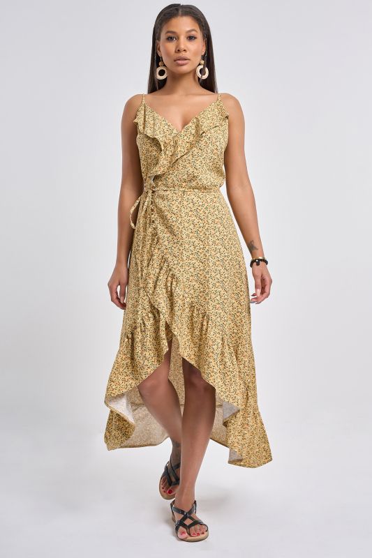 Sundress in small floral mustard