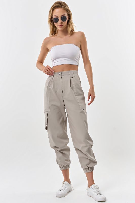 Light gray cotton cargo pants