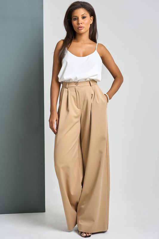 Beige palazzo pants with high waist