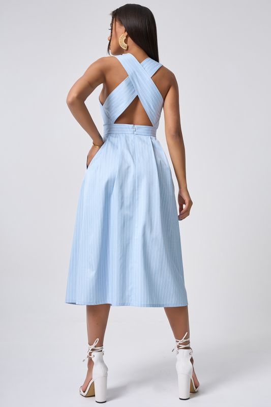 Blue cotton cross-back strappy sarafan