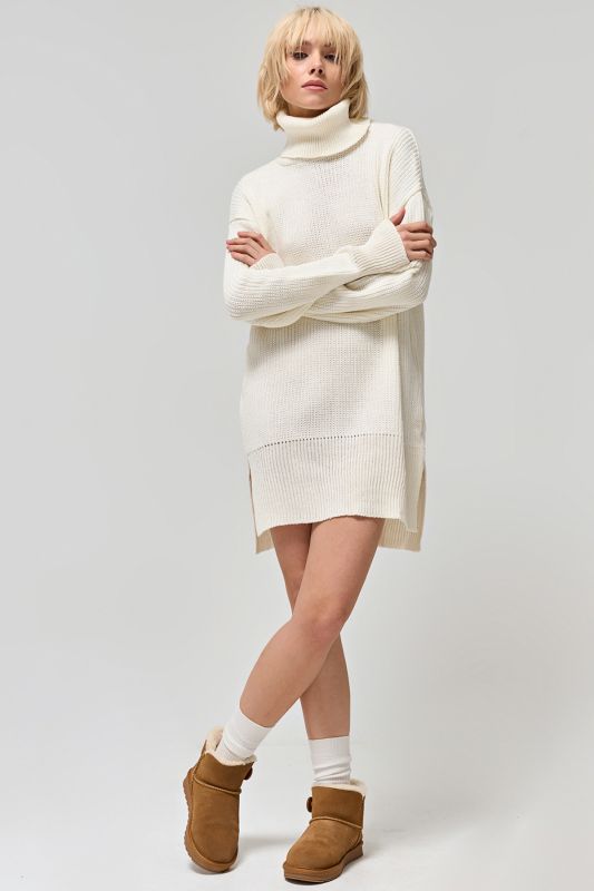 Knitted dress with cotton in composition milk color