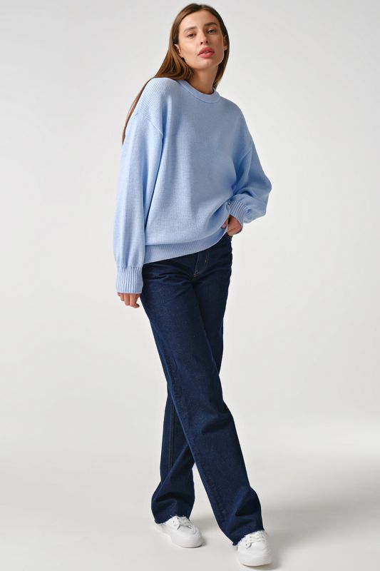 Cotton loose knit sweater blue