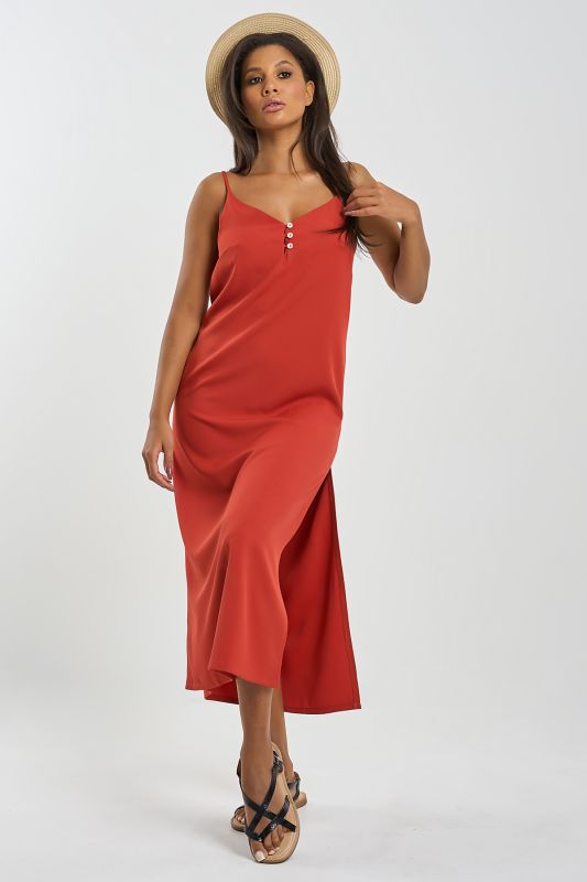 Terracotta high-cut combination dress