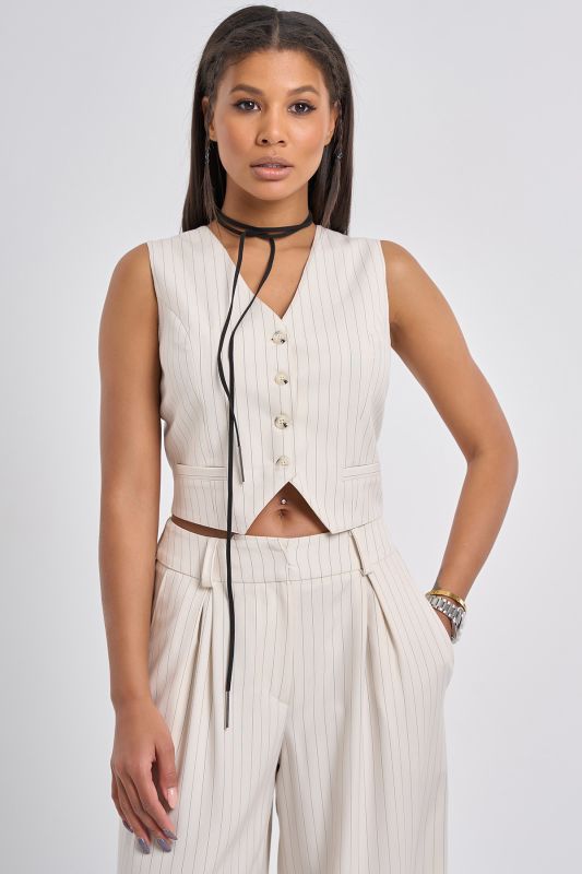 Milk striped suit vest