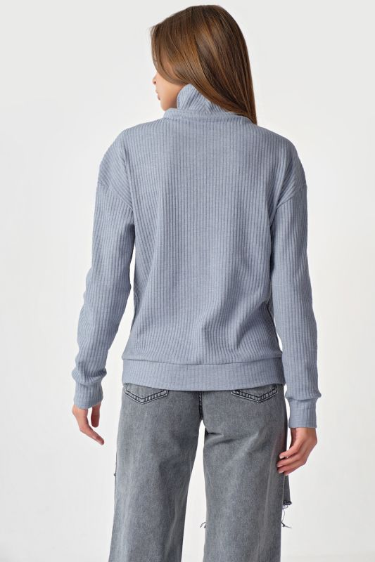 Sweater with high neck gray-blue