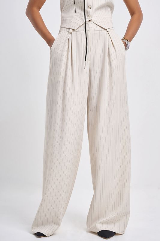 Milk striped straight suit pants