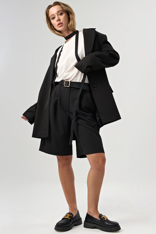 Shorts bermudas from suit fabric black