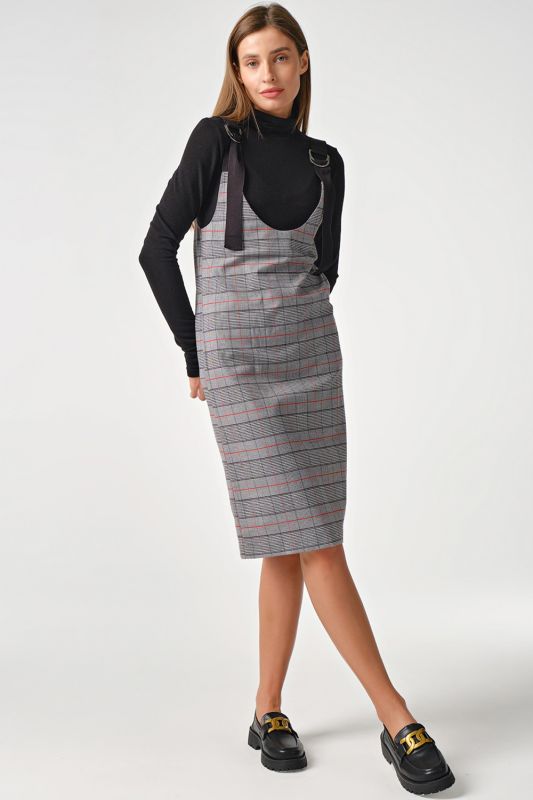 Grey plaid turtleneck office suit