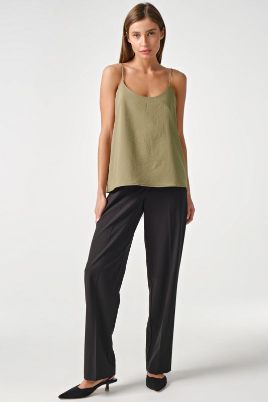 Free top with thin khaki straps