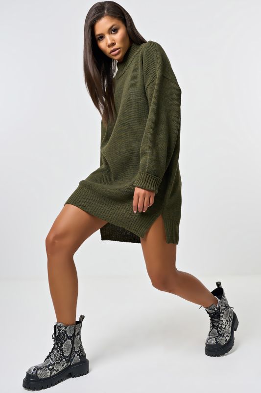 Free silhouette knitted sweater dress khaki melange