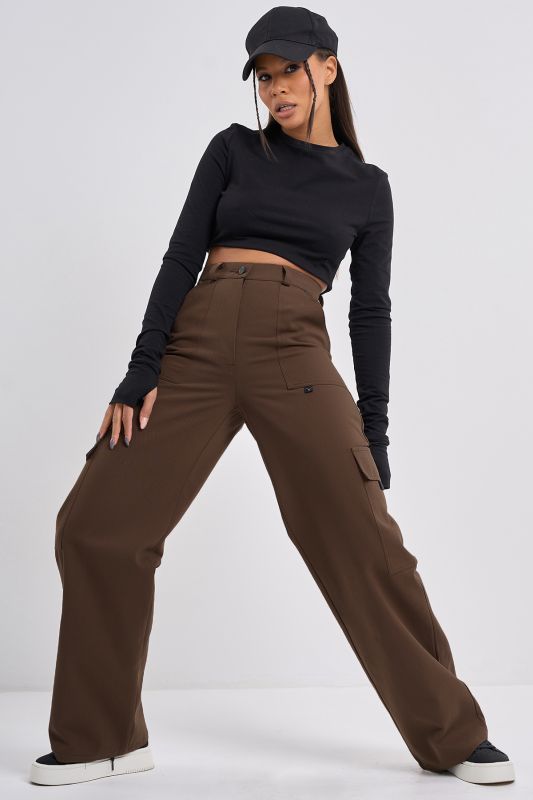 Straight cotton kargo pants brown