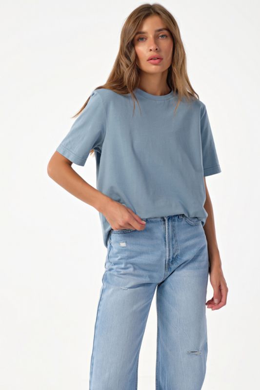 Basic knitted over-size T-shirt in cotton blue