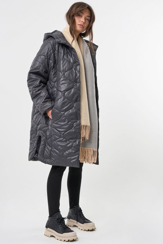 Hooded Quilted Coat Graphite