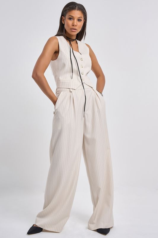 Milk striped straight suit pants