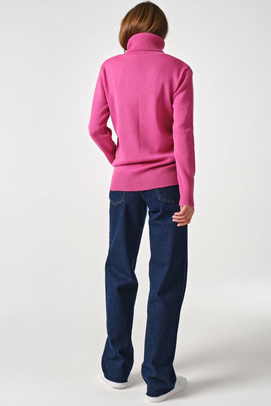 Long sleeve knitted turtleneck with wool fuchsia