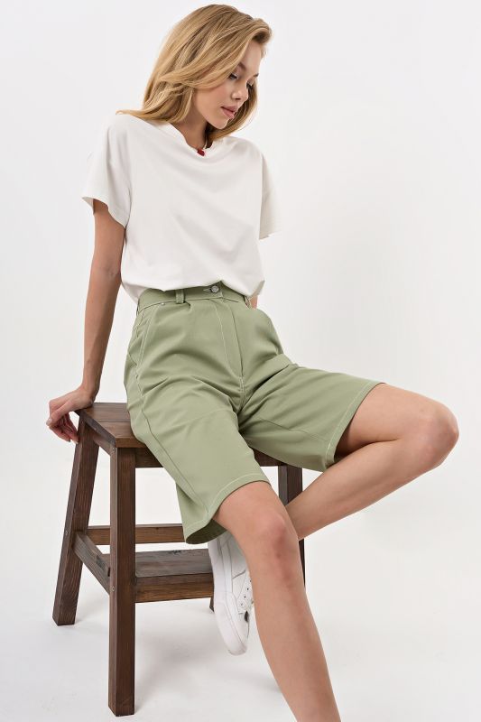 Light Green Denim Bermuda Shorts