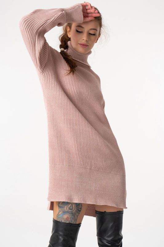 Pink melange cotton knitted dress