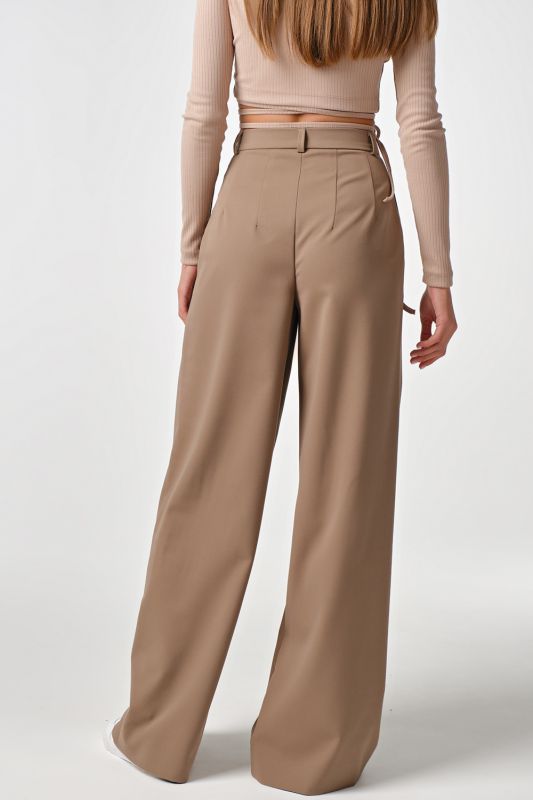 Beige palazzo pants with high waist