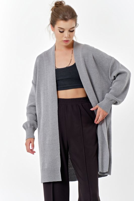 Long knitted cardigan in gray