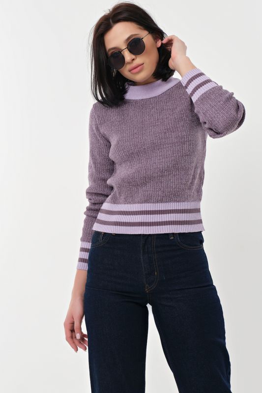 Short sweater with cotton in composition lavender