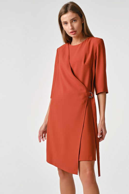 Short Sleeve Straight Mini Dress Terracotta