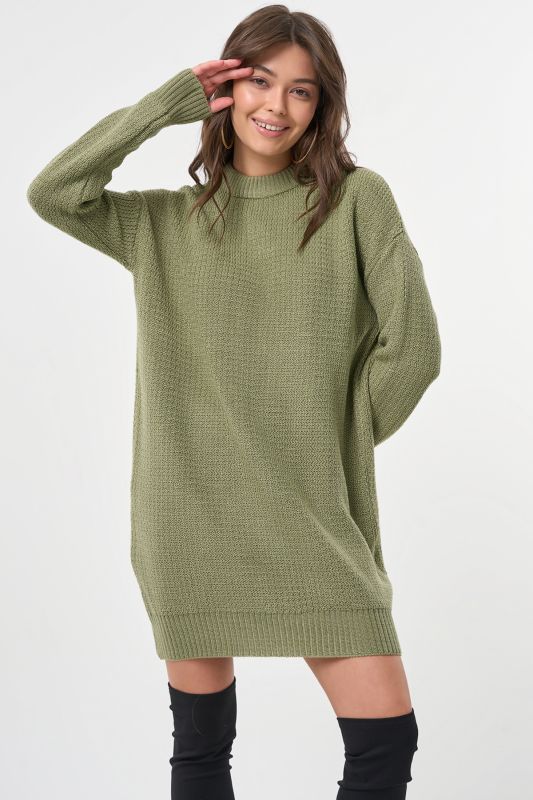 Knitted short wool dress olive