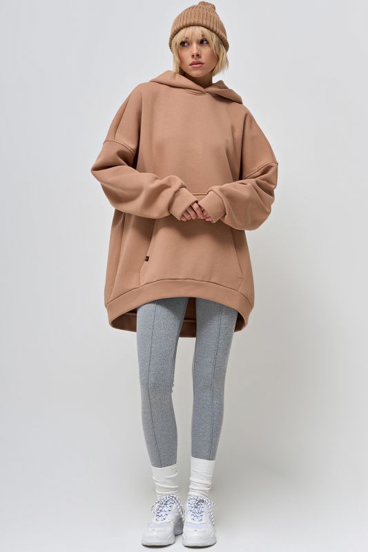 Fleece fleece hoodie beige