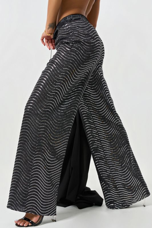 Silver-black dress pants with sequins