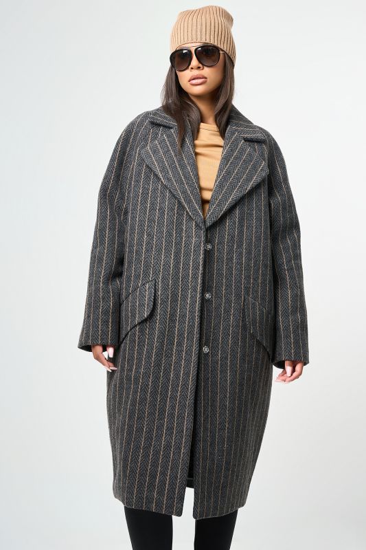 Long wool coat with insulated lining graphite