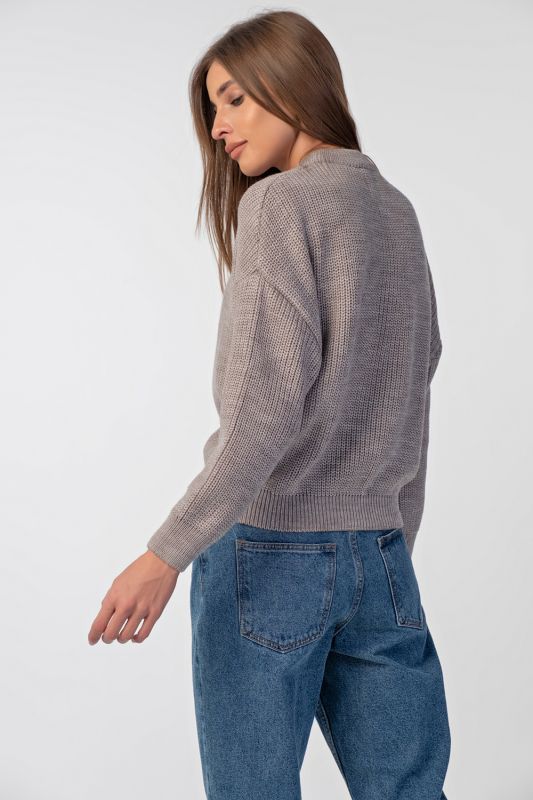 Warm knitted over-size sweater beige-gray