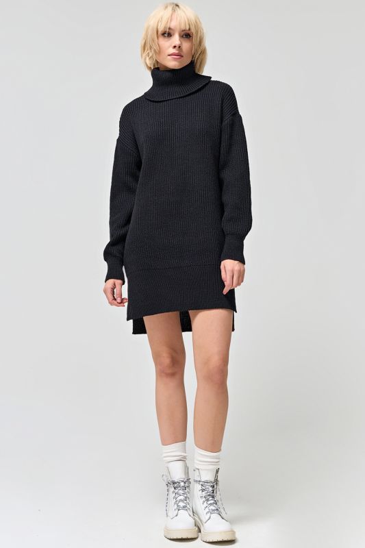 Black melange cotton knitted dress