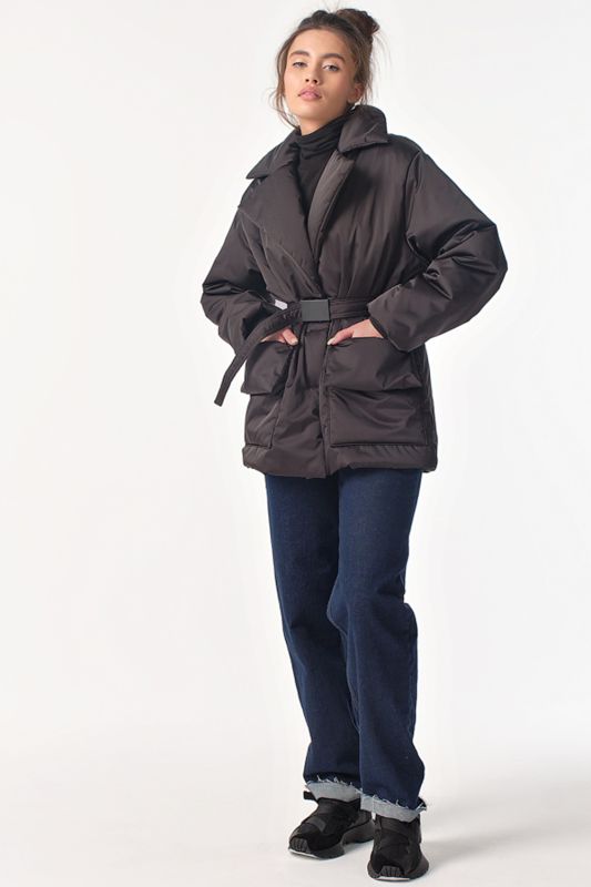 Black demi-seasonal jacket with belt