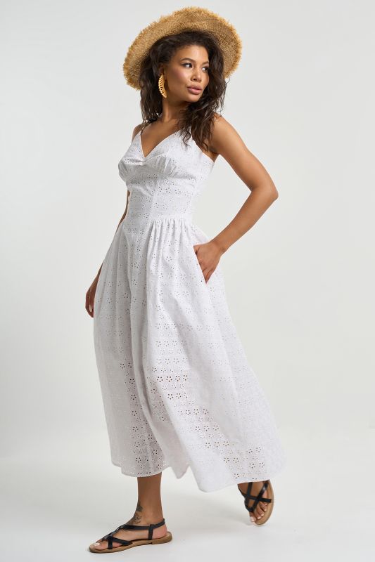 Summer sundress with imitation lace white