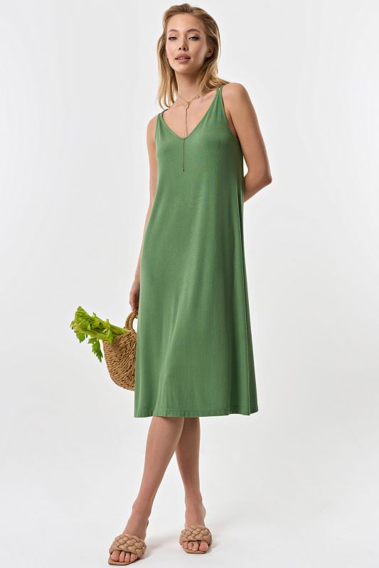 Green knitted summer midi dress