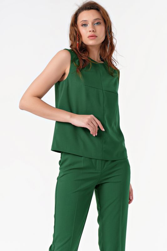 Summer trouser suit with top dark green