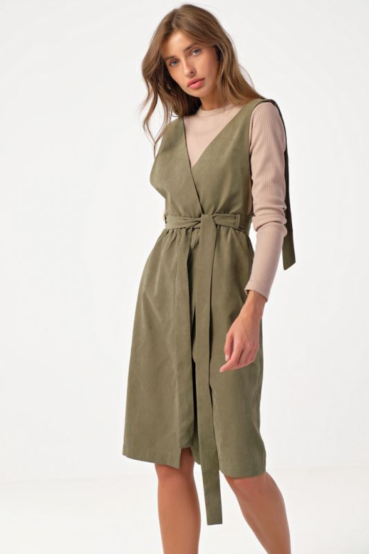 Khaki office flared sundress