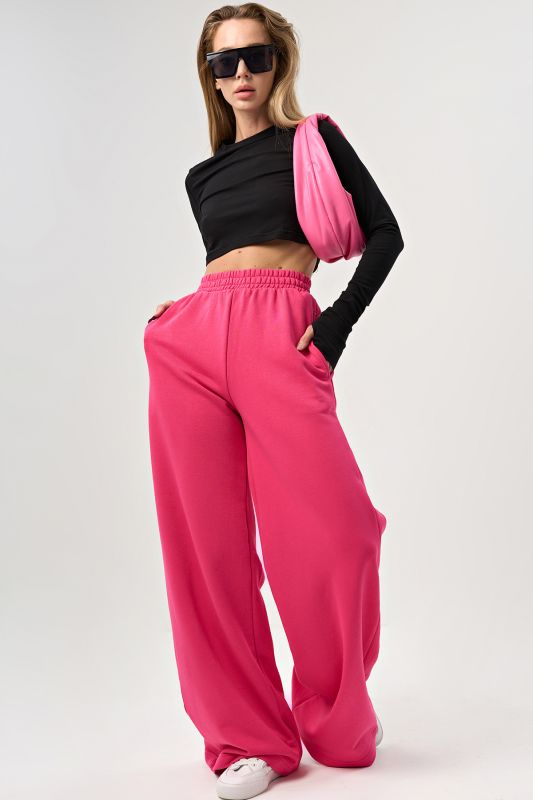 Wide pants made of futer for tall pink