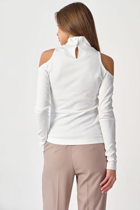 Longsleeve knit with open shoulders in milk color