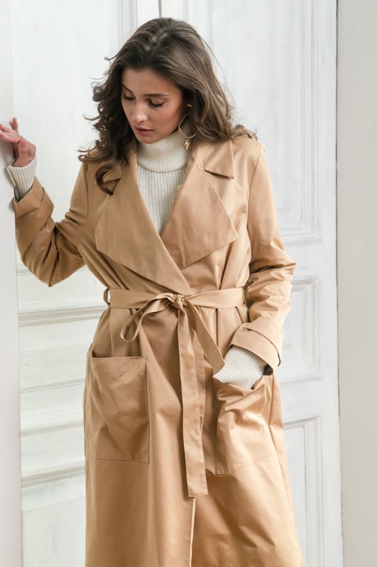 Classic long beige trench