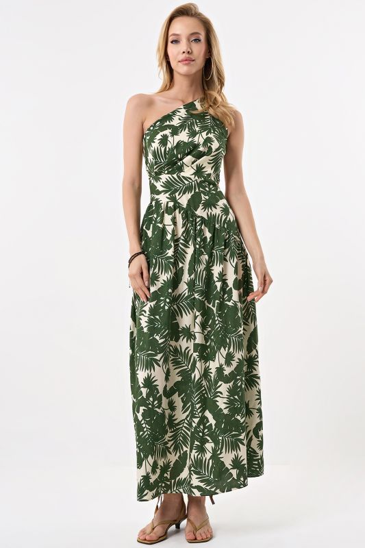 Summer maxi dress with open back made of viscose jungle on vanilla