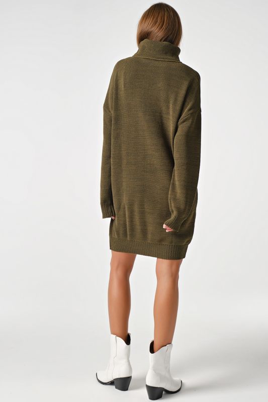 Dress-sweater knitted warm short khaki