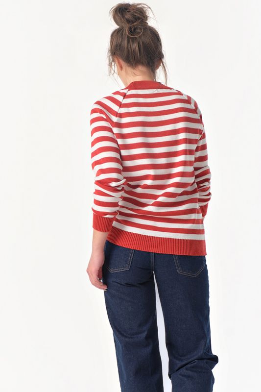 Red terracotta striped loose knit sweater