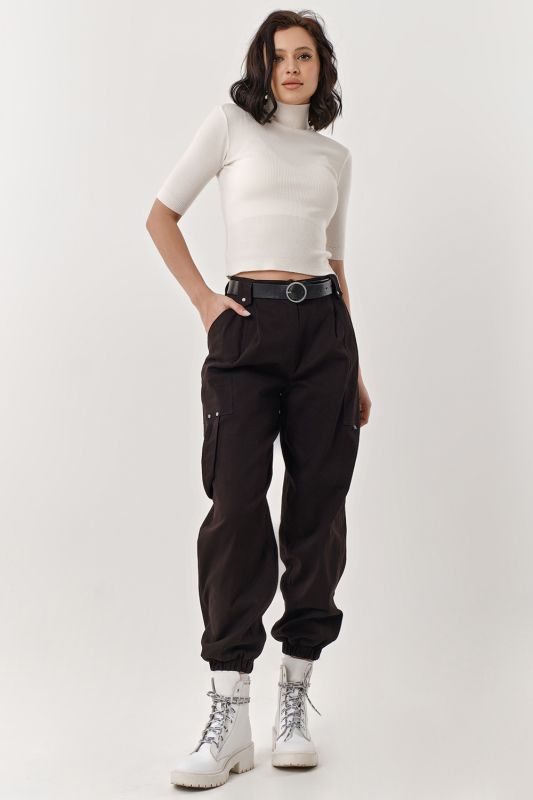 Black cotton cargo pants