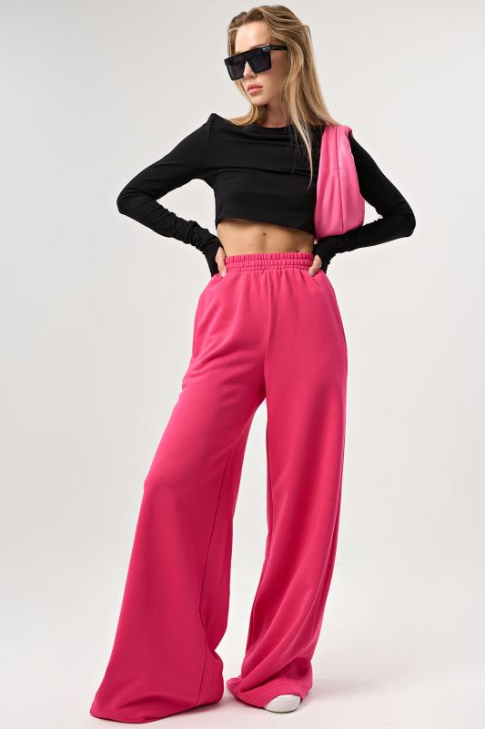 Wide pants made of futer for tall pink