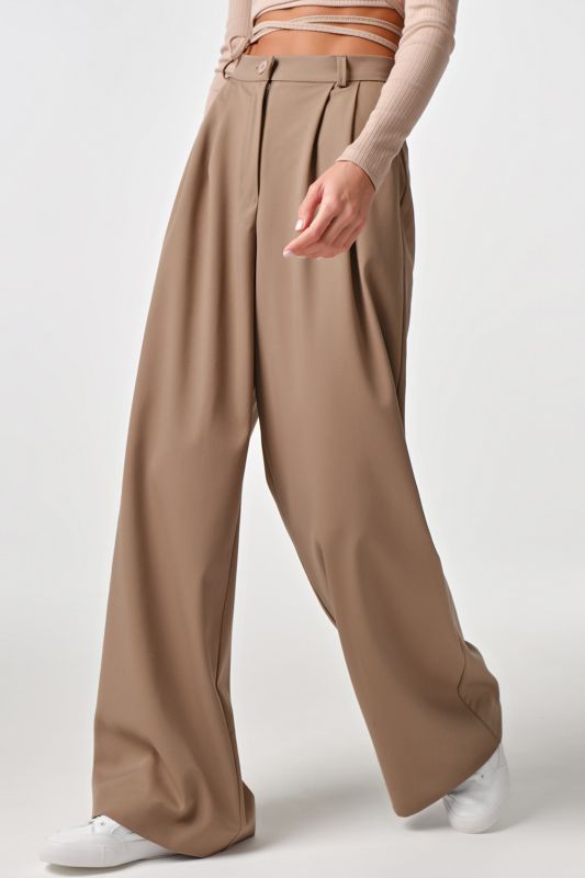 Beige palazzo pants with high waist