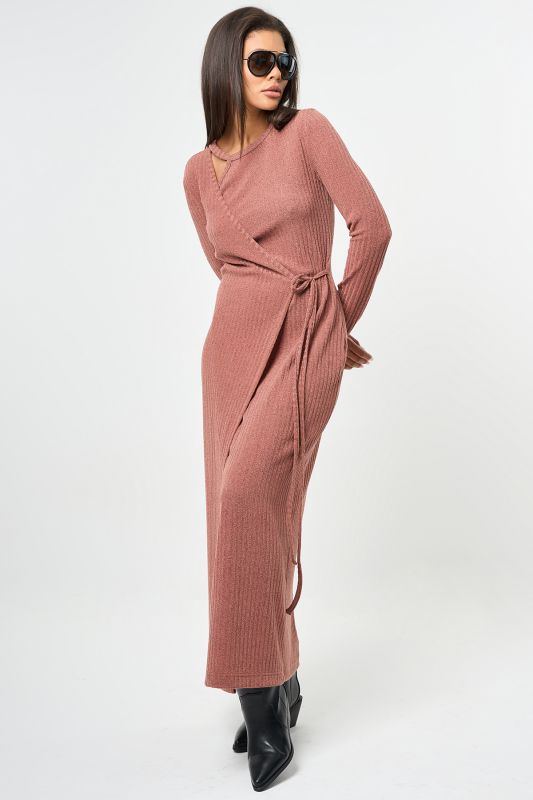 Terracotta knitted midi dress